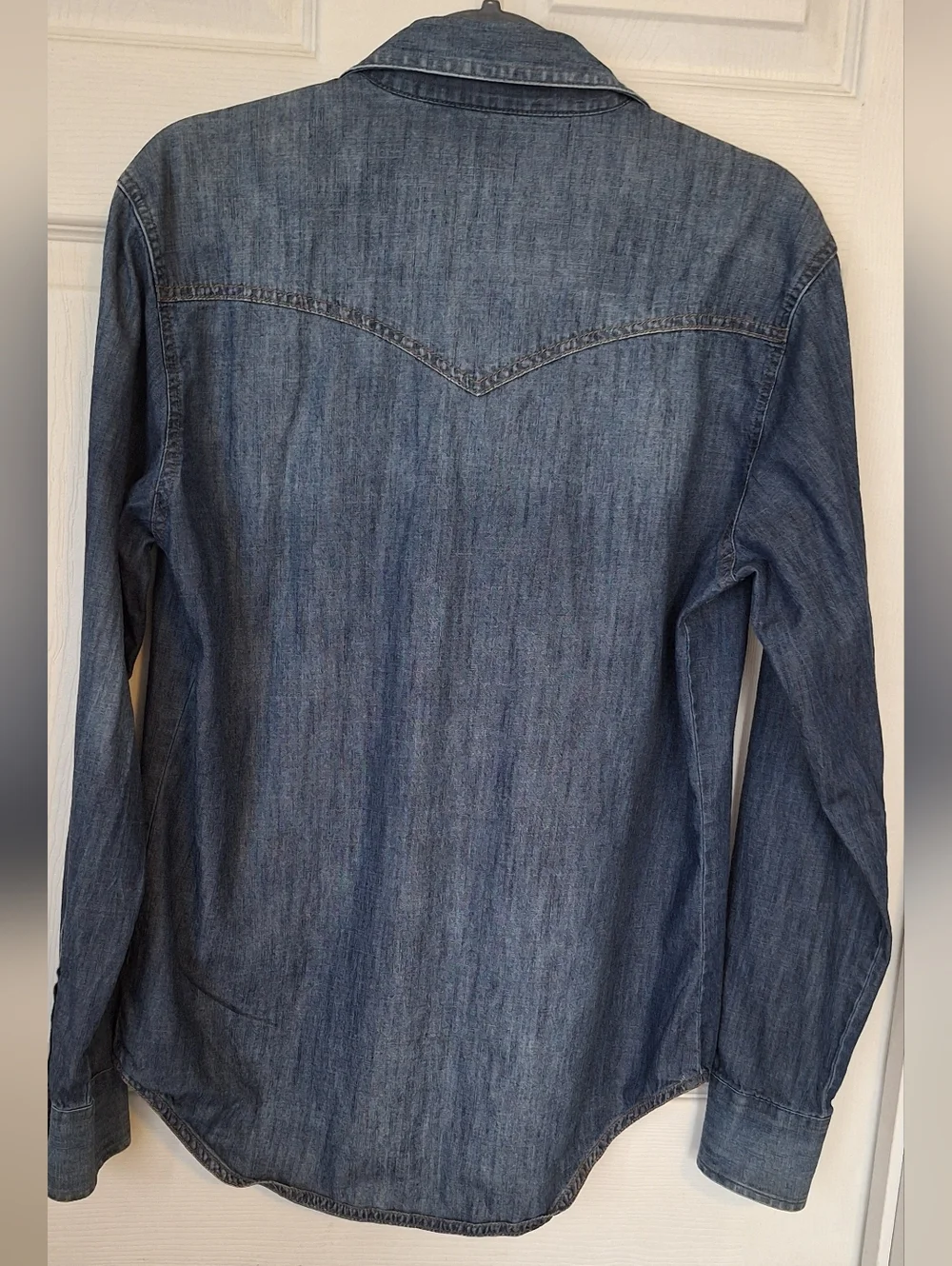 Wrangler Retro Premium Denim Snap Shirt Western Long Sleeve Size M New - Picture 2 of 3